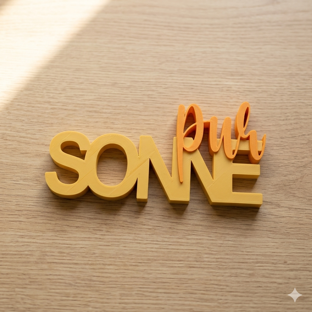 Sonne pur – 3D-Schriftzug als Sommerdeko & Geschenkidee