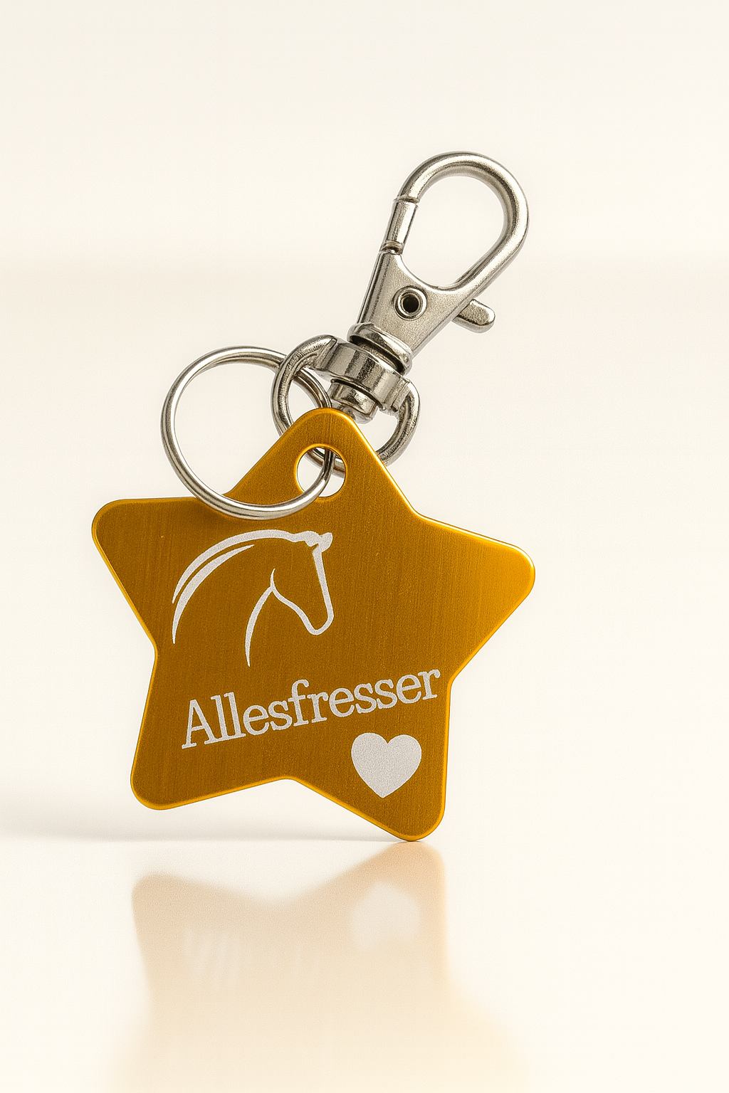 Pferdeanhänger „Allesfresser“ – Lustiger Anhänger aus Aluminium für Halfter & Trense verschiedene Motive