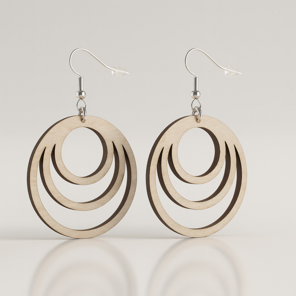 Leichte Holzohrringe aus 2mm Pappelsperrholz – handgefertigt & gelasert – Boho, Tropfen, Blätter, Blumen & geometrische Designs