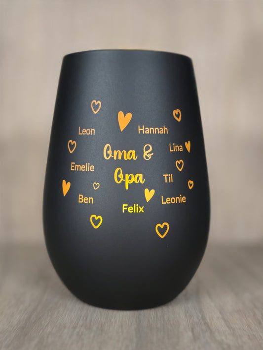 Personalisiertes Familien-Windlicht – Lasergraviertes Glas mit Namen | Individuelle Geschenkidee