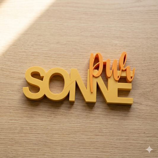 Sonne pur – 3D-Schriftzug als Sommerdeko & Geschenkidee